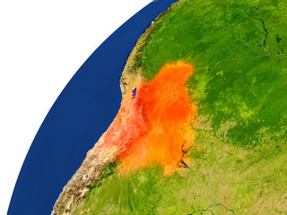 Country of Bolivia satellite view