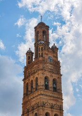 Fototapeta na wymiar Torre de la iglesia de Nuestra Señora de la Granada, Llerena, Badajoz, España