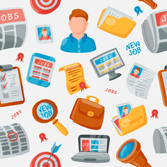 Fototapeta premium Job search icons vector pattern.
