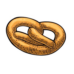 Pretzel. Vector color hand drawn vintage engraving