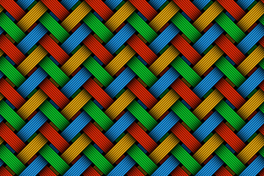 Vector colored woven fiber seamless pattern