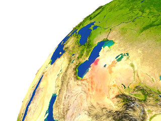 Country of Turkmenistan satellite view