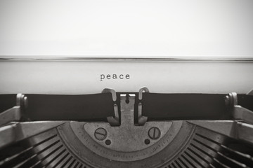 Word "peace" written with old typewriter
