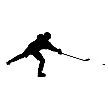 Shooting ice hockey player vector silhouette