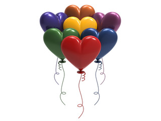 Fototapeta na wymiar 3D illustration colour balloon hearts