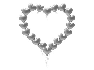 Obraz premium 3D illustration silver balloon hearts frame