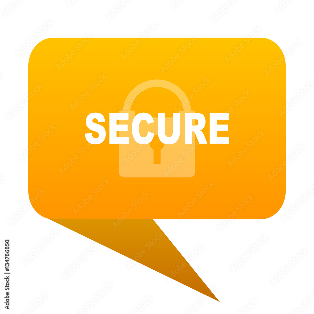 Poster secure orange bulb web icon isolated.