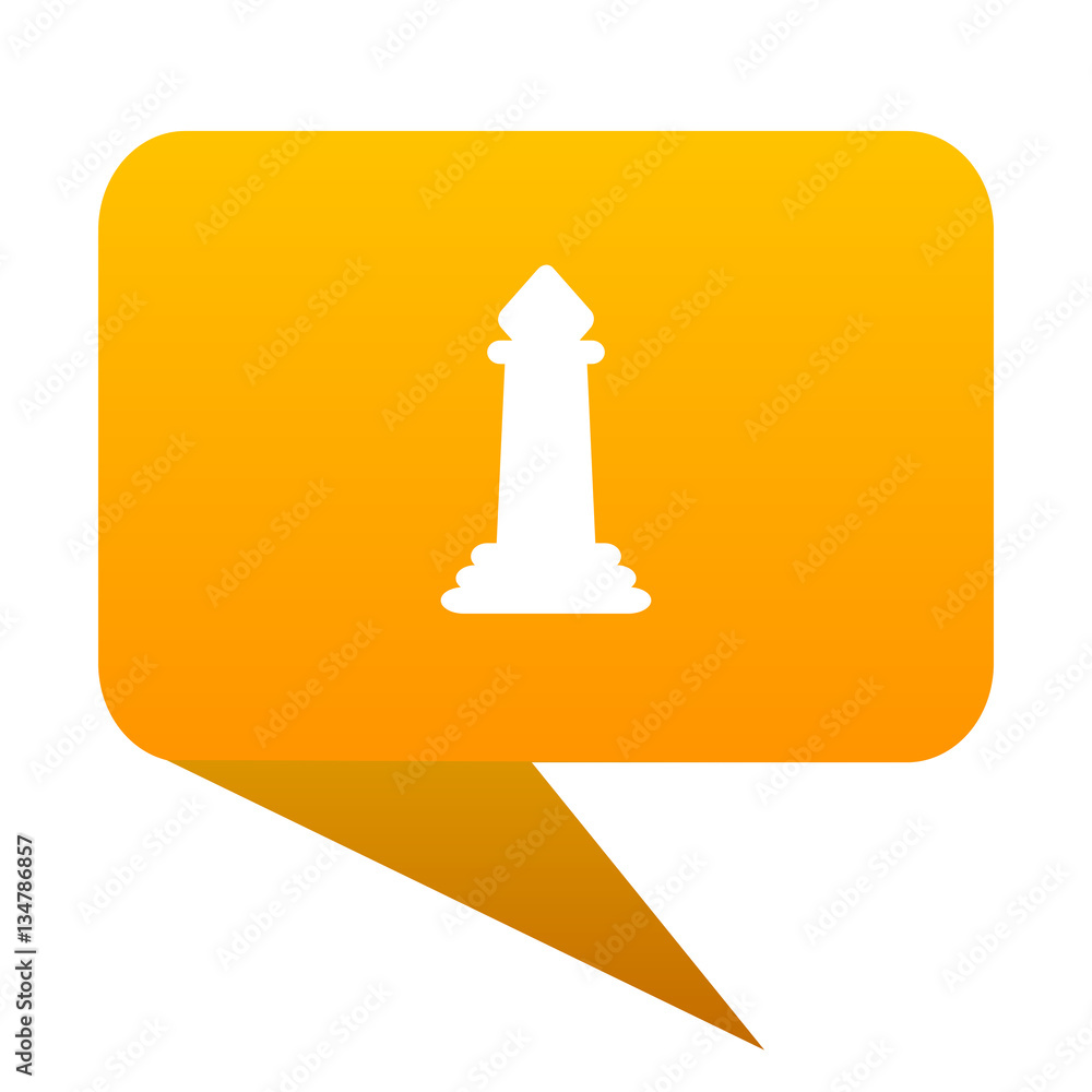 Poster chess orange bulb web icon isolated.