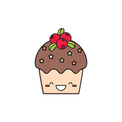 Chocolate muffin. Vector.