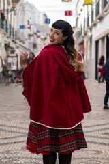 Pinup girl with red dress