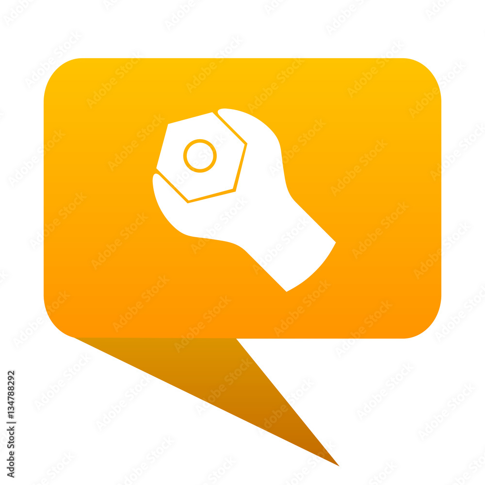 Poster tools orange bulb web icon isolated.