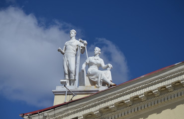 Beautiful building of the Palace of Trade Unions of the Republic in Minsk.