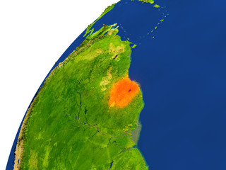 Country of Suriname satellite view