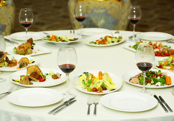 Delicious food on plates