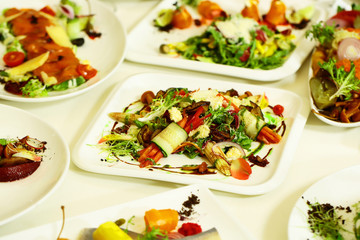 Delicious food on plates