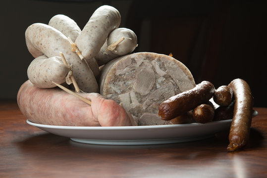 Czech liver sausage, head cheese, pork blood sausage