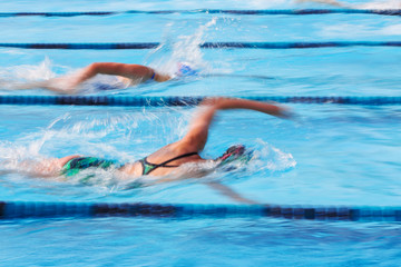 Freestyle swimmer.  Motion blurred image