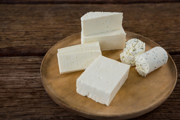 Goat cheese on wooden board