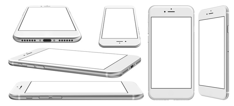 Smartphone with blank screen and isolated on the white background, high resolution, detailed image. Template, mockup.