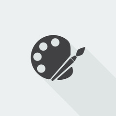 Black flat Palette icon with long shadow on white background
