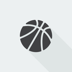 Black flat Basketball icon with long shadow on white background © Imagevector