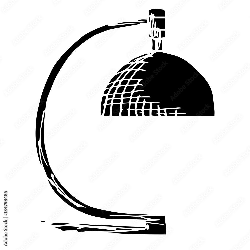 Poster table lamp isolated on white background. vector illustration in a sketch style.