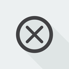 Black flat Cancel icon with long shadow on white background