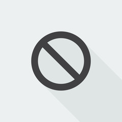 Black flat Forbidden icon with long shadow on white background