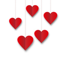 Background of hearts hanging on strings - Valentine s Day