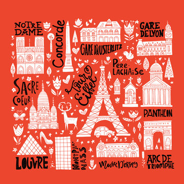 Handdrawn Paris Buildings