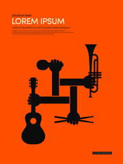 Music modern retro vintage poster background vector illustration