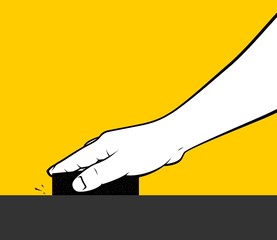 Man hand sanding surface