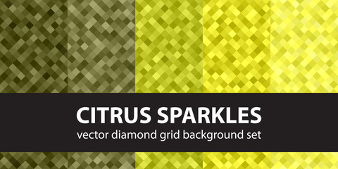 Diamond pattern set "Citrus Sparkles". Vector seamless geometric
