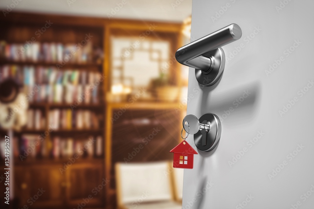 Poster composite image of digitally generated image of door