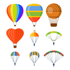 Fototapeta premium Ballon aerostat transport vector set.