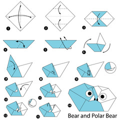 step by step instructions how to make origami Bear And Polar Bear.
