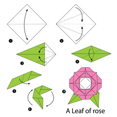 step by step instructions how to make origami A Leaf of Rose.