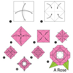 step by step instructions how to make origami A Rose.