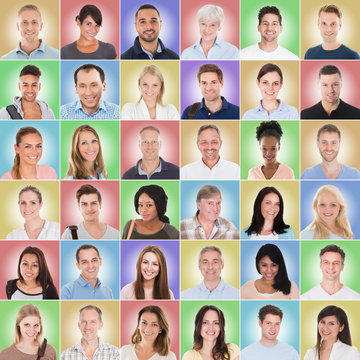 Group Of People On Colored Background