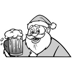 Santa with Beer Illustration