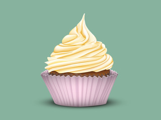 Cupcake tiered cream in a pink Cup