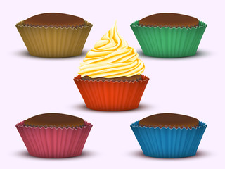 set of five cupcakes