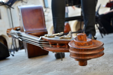 hand made contra-bass rest before the concert