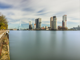 Fototapeta na wymiar Spectacular panoramic view of modern city of Rotterdam and smoot
