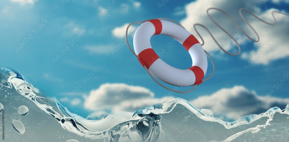 Aufkleber composite image of composite image of life belt with rope 3d