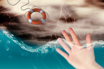 Composite image of hand with fingers spread out 3d