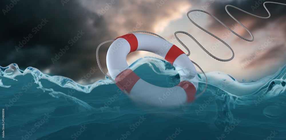 Aufkleber composite image of composite image of life belt with rope 3d