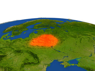 Belarus in red from orbit