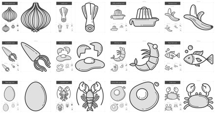Healthy food line icon set.