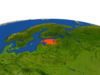 Estonia in red from orbit